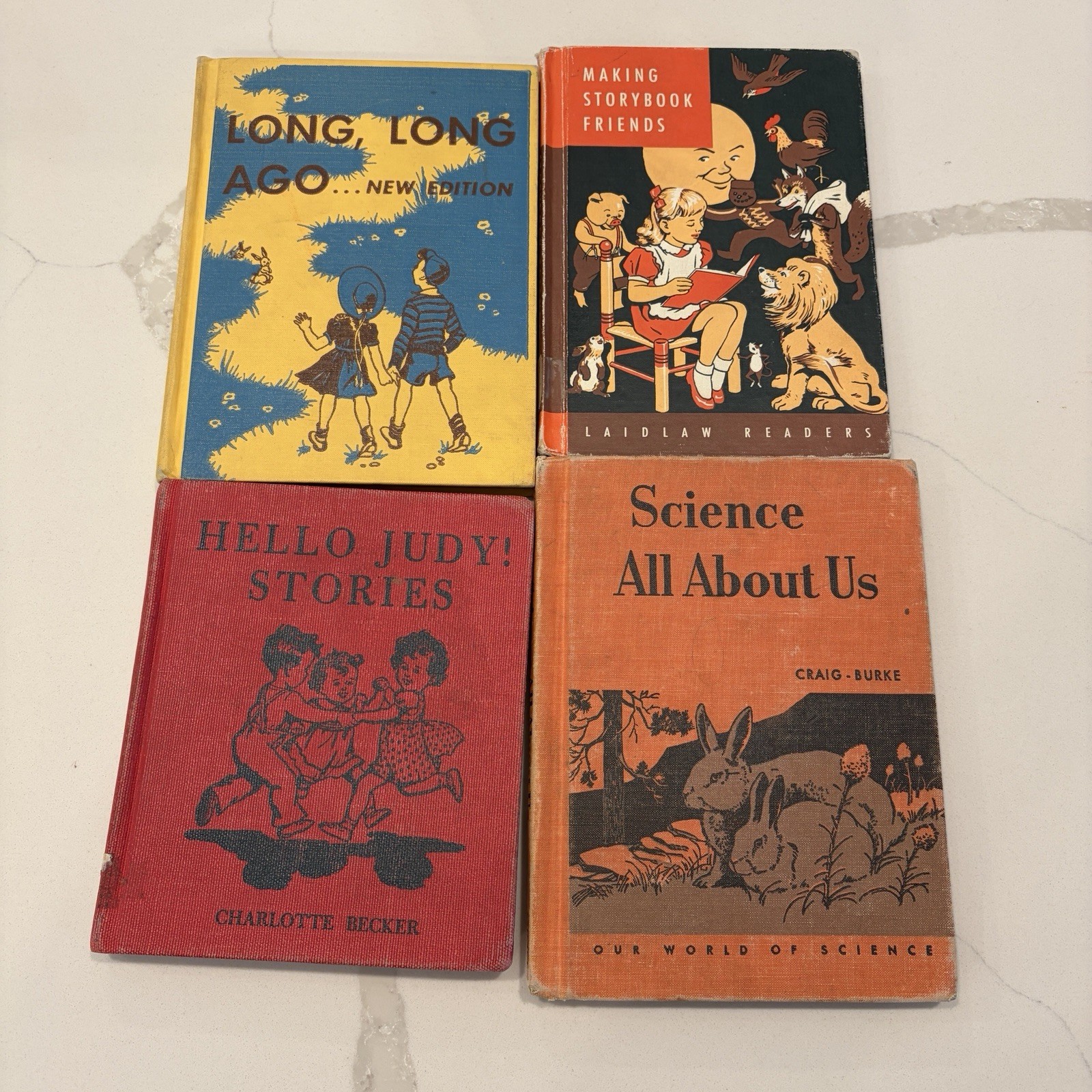 Vintage 1940s 1950s Early Readers Hardcover Children’s Books Lot of 4 Illustrate