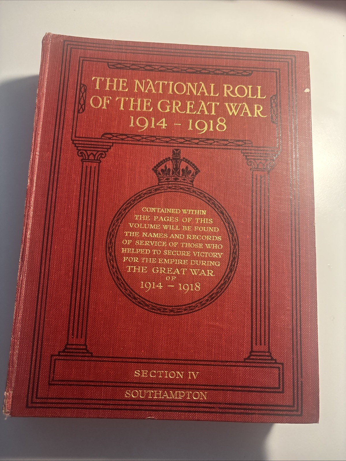 National Roll Of The Great War 1914-1918 Section IV Hardcover Book