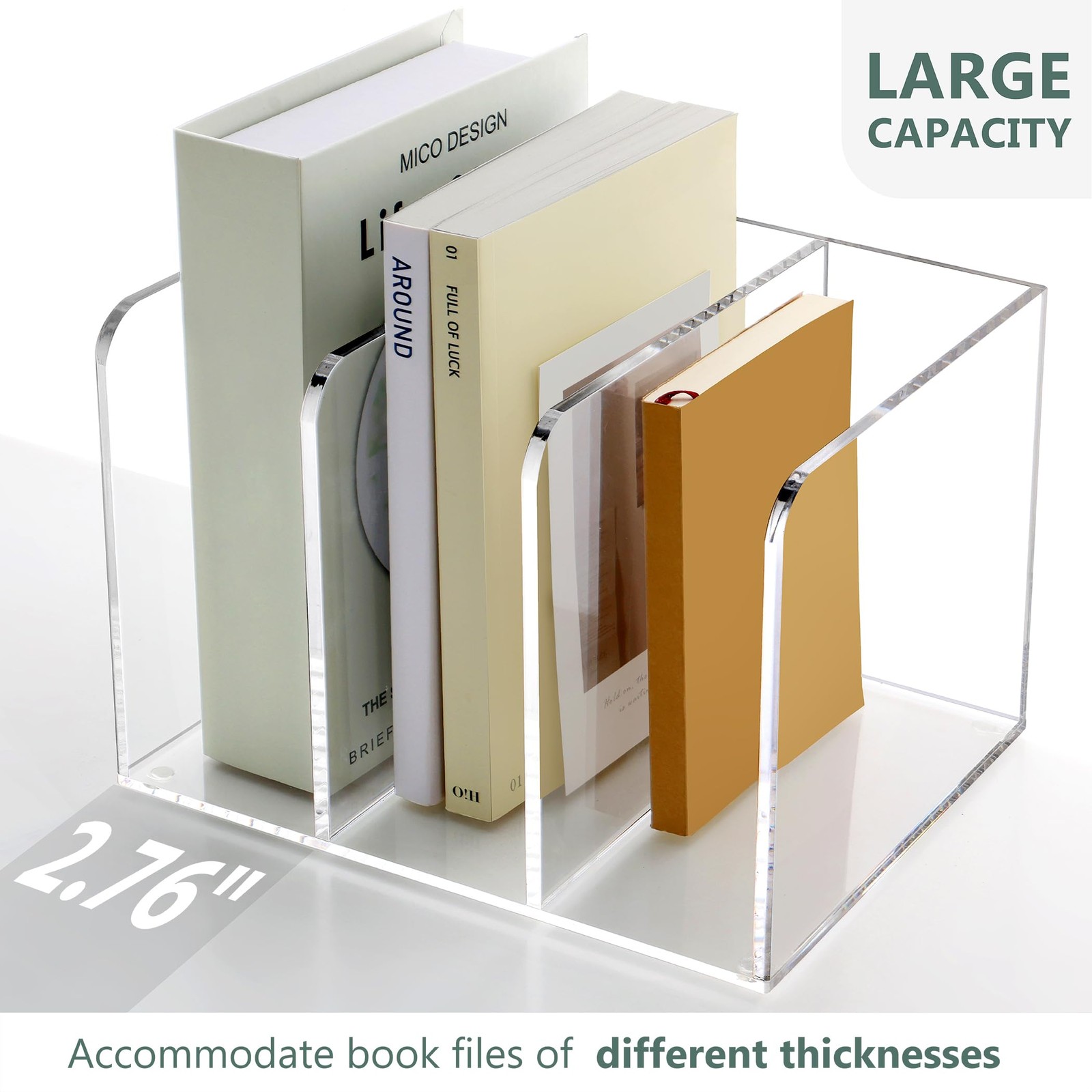 SANRUI Acrylic Magazine Holder Desk 7.2 x 8.46 x 6.5 inches, Transparent
