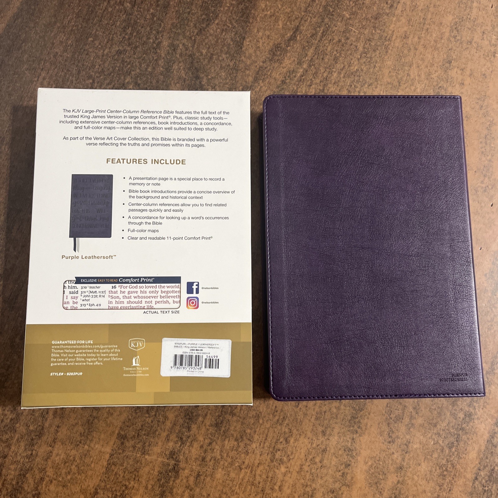 KJV Large Print Reference Bible Indexed – Purple LeatherSoft – large 11 pt font