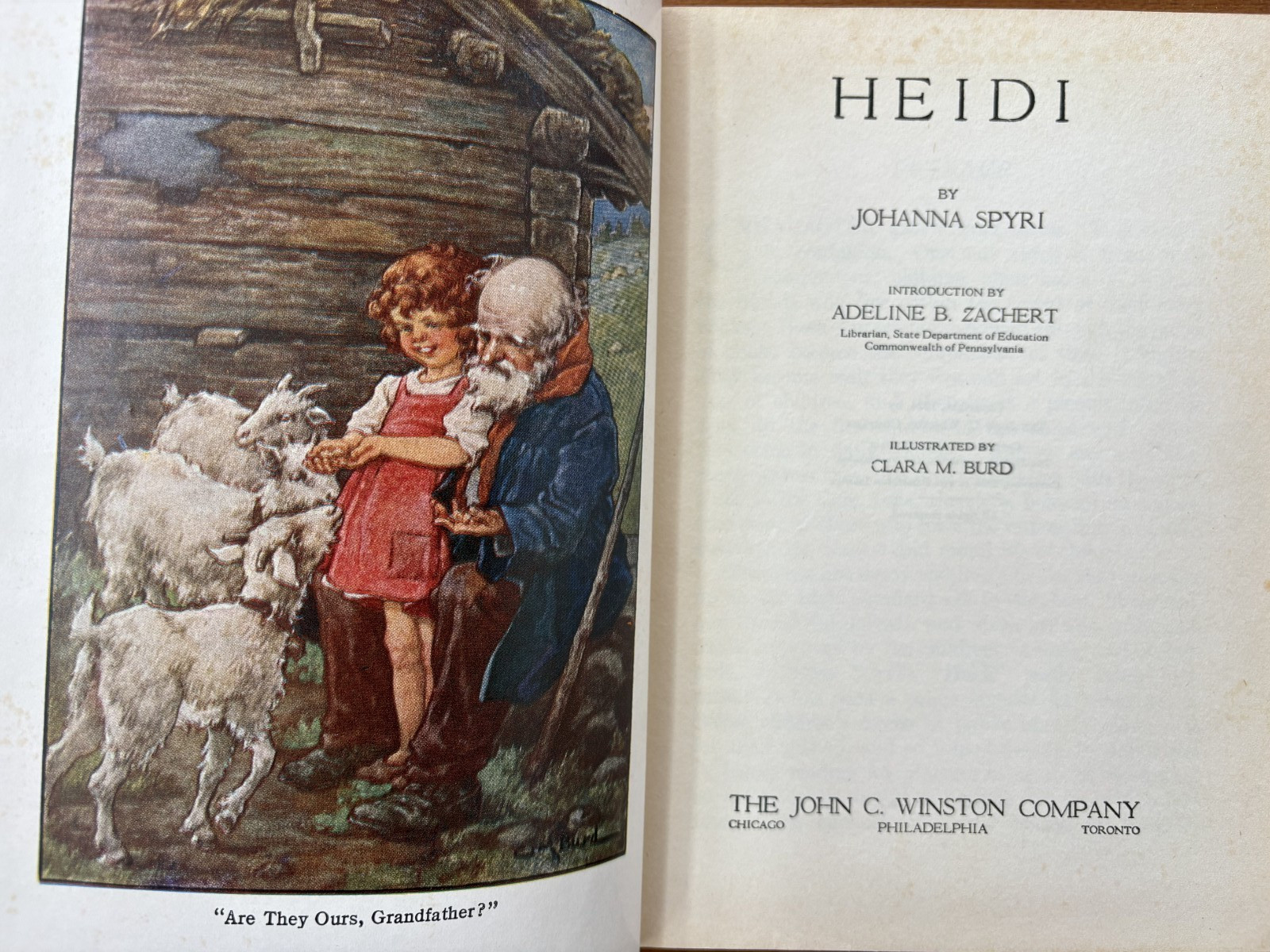 3 VINTAGE HEIDI BOOKS-Heidi by Johanna Spyri 1924 HC; 1934 AND 1955