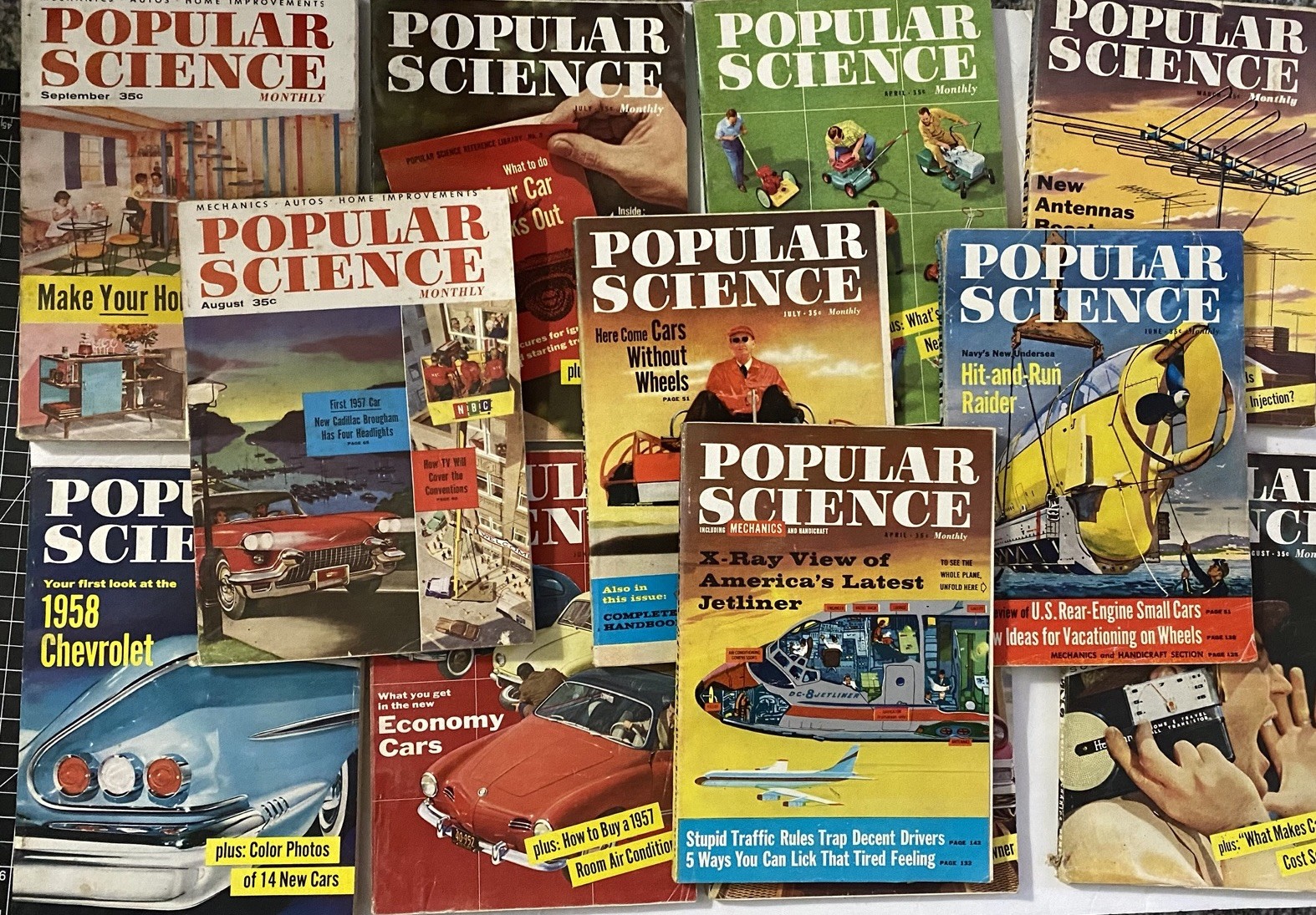 12 Popular Science Magazines 1956 – 1959 Lot Misc Vtg 1950s