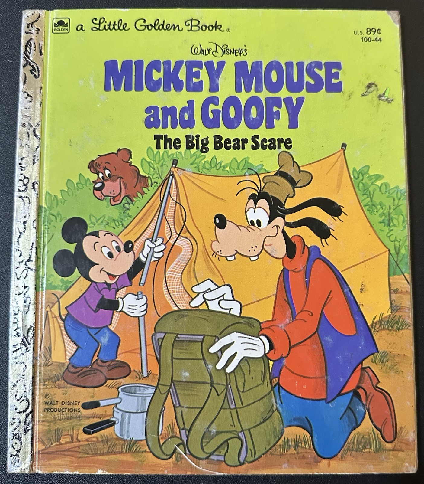 Mickey Mouse and Goofy The Big Bear Scare Little Golden Book Disney 1978 Vintage