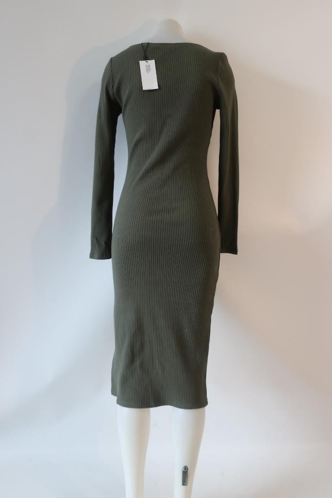 NWT Womens Calvin Klein Jeans Green Ribbed Midi Dress S