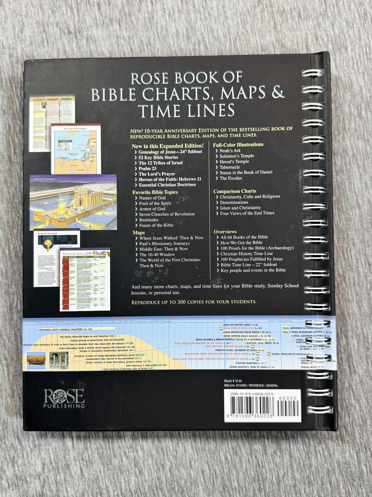 Rose Book Of Bible Charts Maps & Time Lines Rose Publishing Black HC Spiral