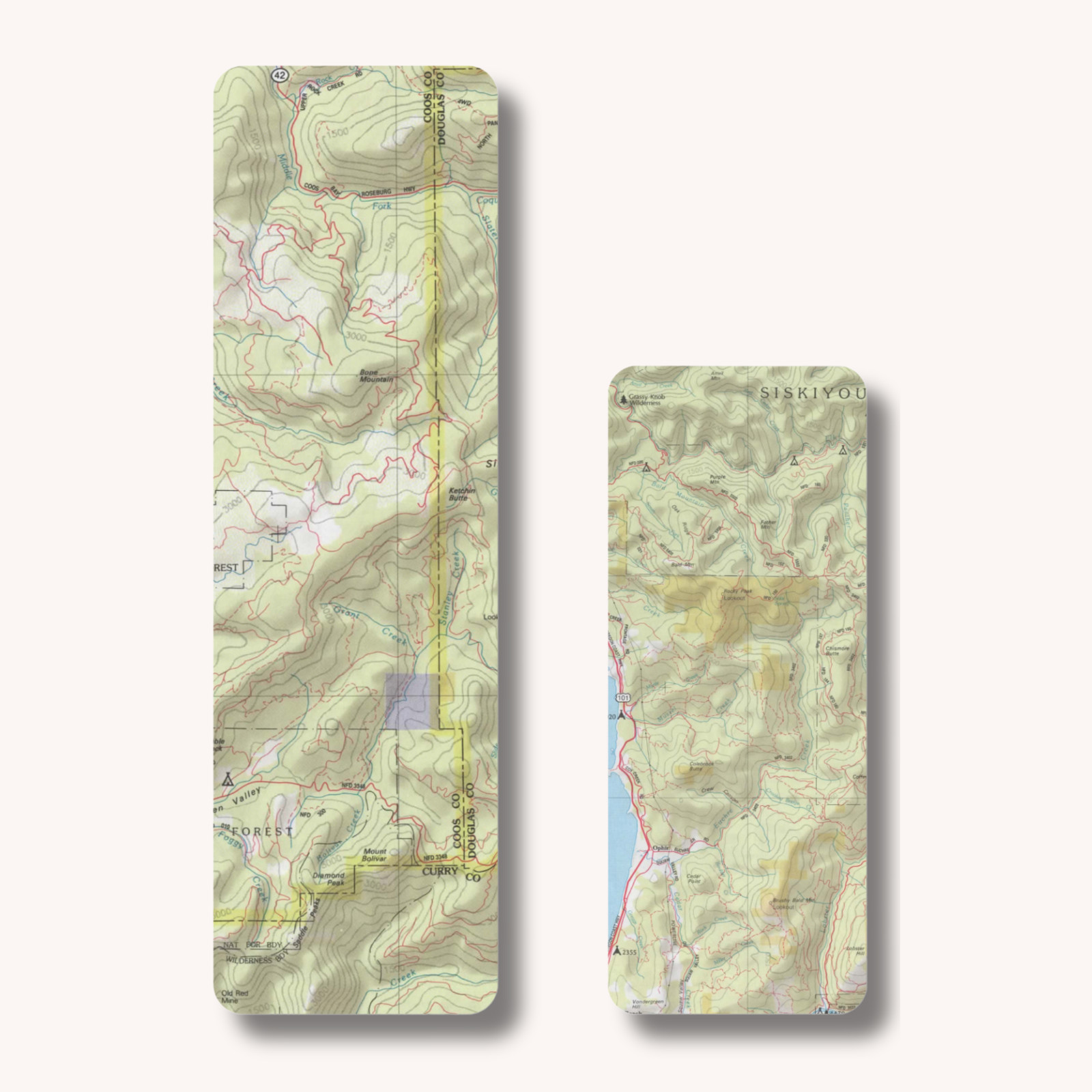 Repurposed Map Paper Laminated Bookmark for Books, Gift for Bookworms, Set Of 2
