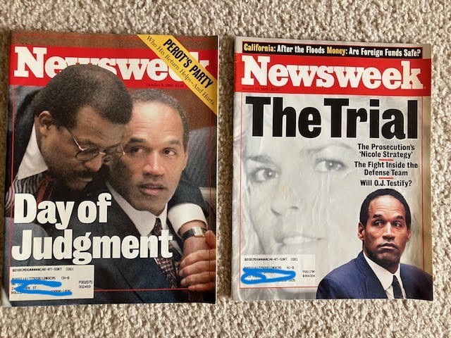 Lot Of 2 Newsweek Magazines O.J. OJ Simpson Trial 1995, Ross Perot, Pope