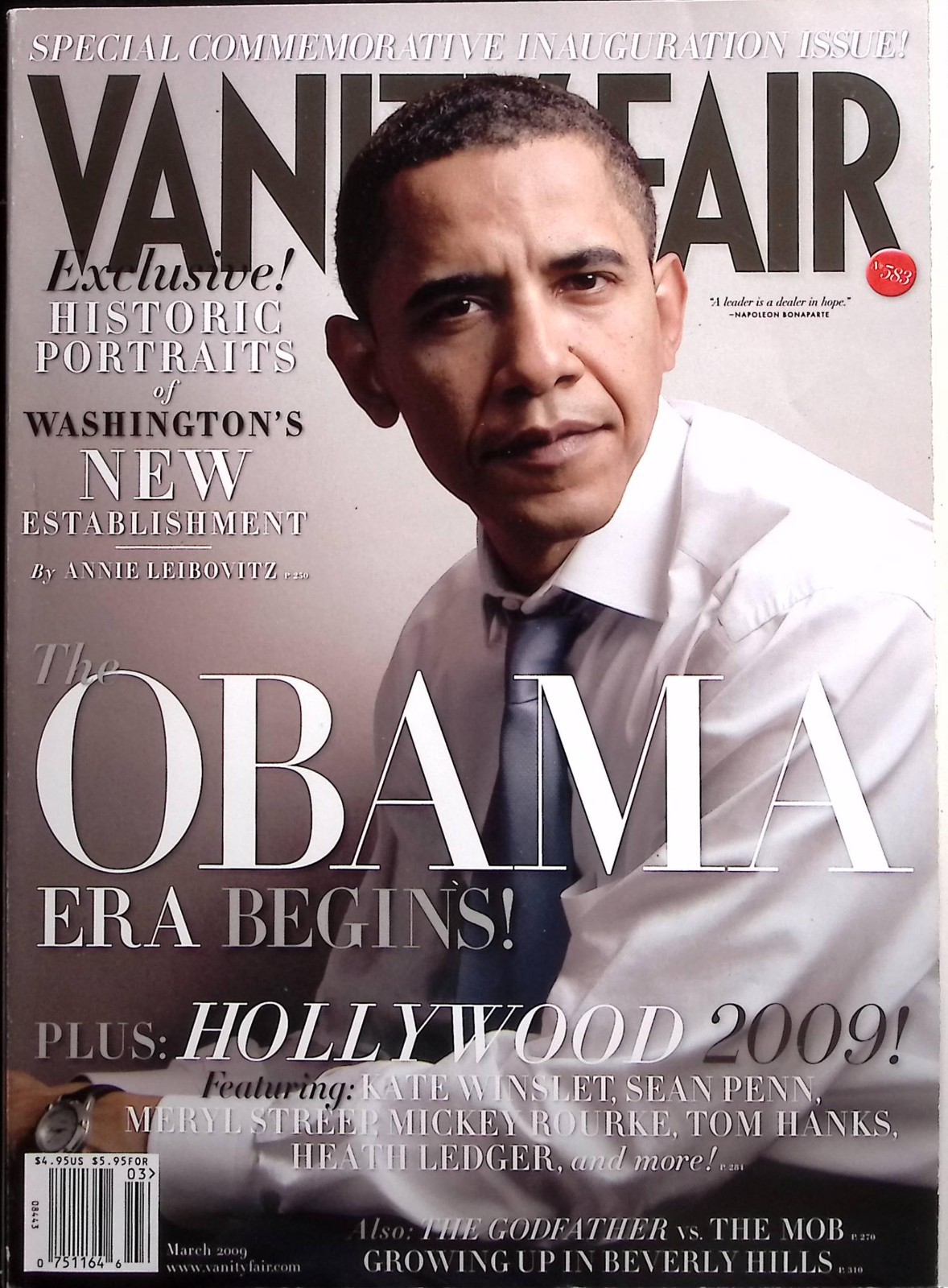 VANITY FAIR MAGAZINE MARCH 2009 THE OBAMA ERA BEGINS! PLUS HOLLYWOOD 2009 B3247