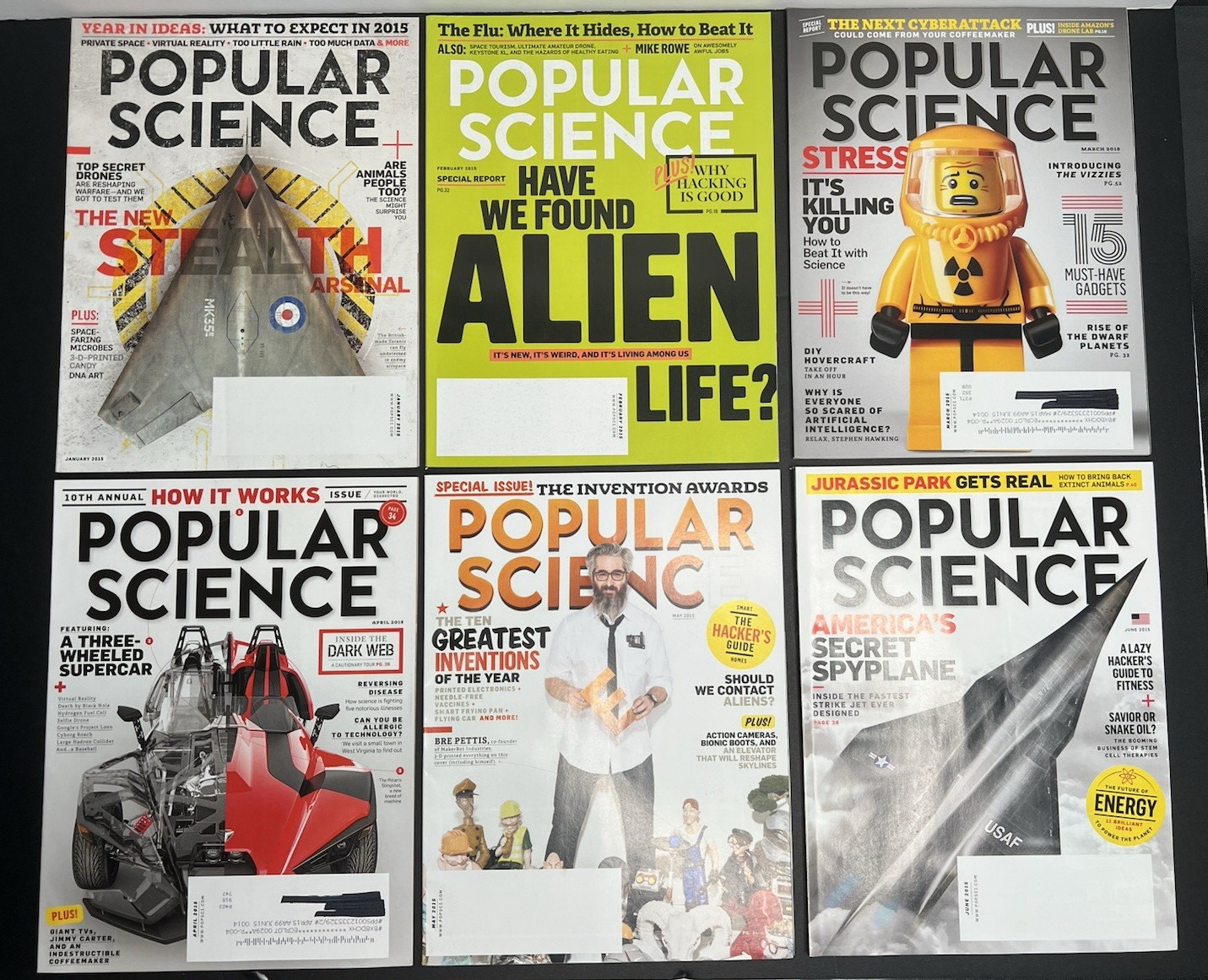 Popular Science Magazines 2015 Lot of 6 – Excellent Condition -See Description