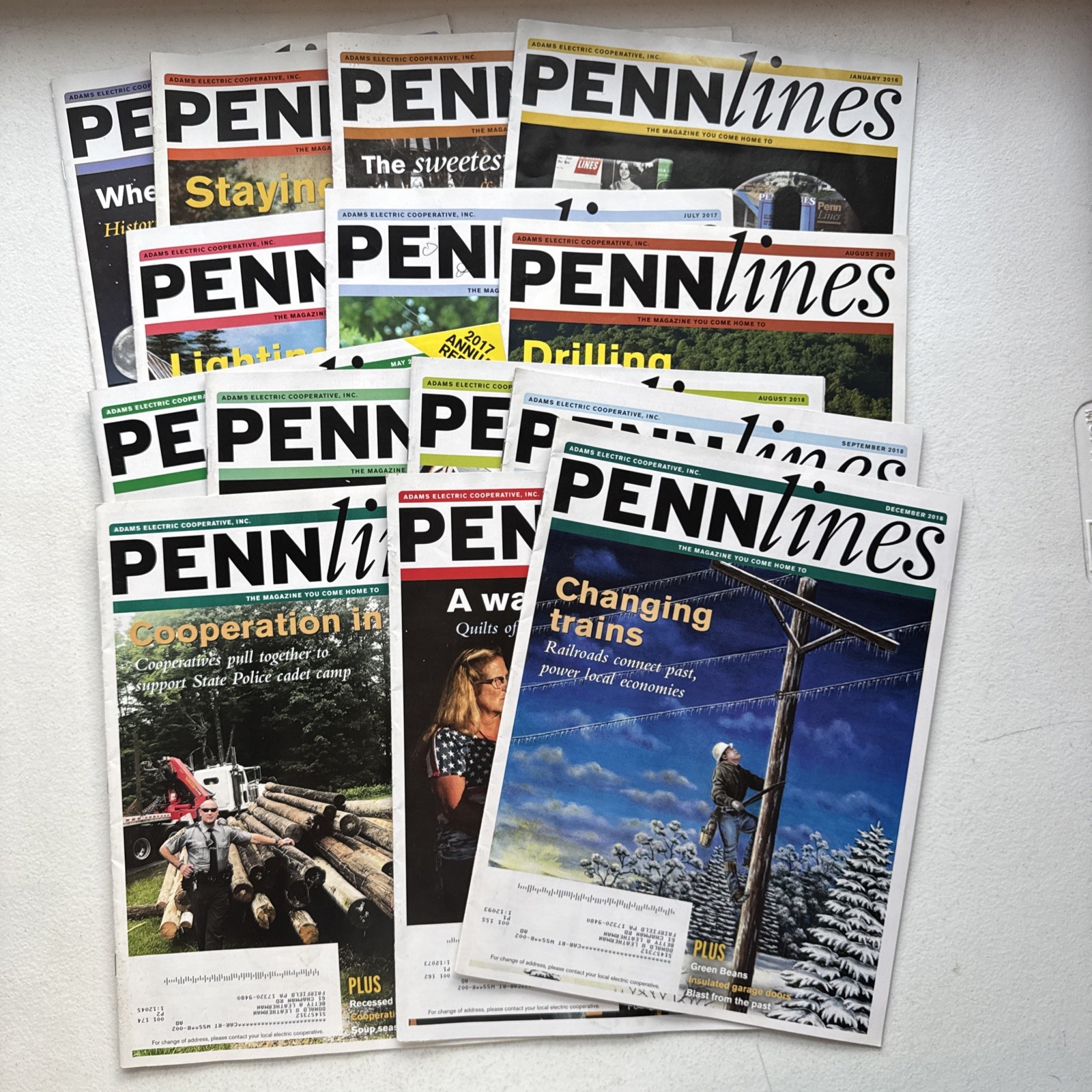 Vintage Lot Of Penn Lines Magazines, Adams Electric Ed. Pennsylvania 2016,17,18