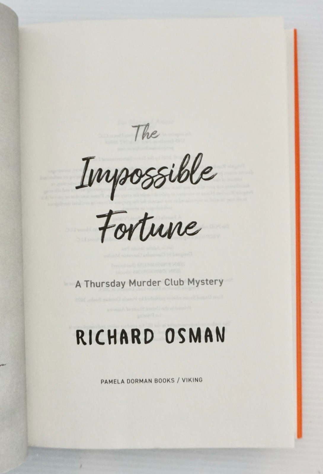 THE IMPOSSIBLE FORTUNE by Richard Osman SIGNED FIRST USA EDITION 2025 BRAND NEW