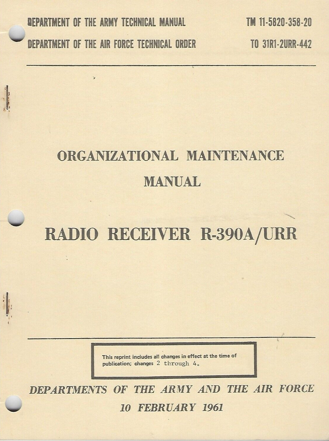 Historical book Radio Receiver R-390A/URR, Unit Masintenance