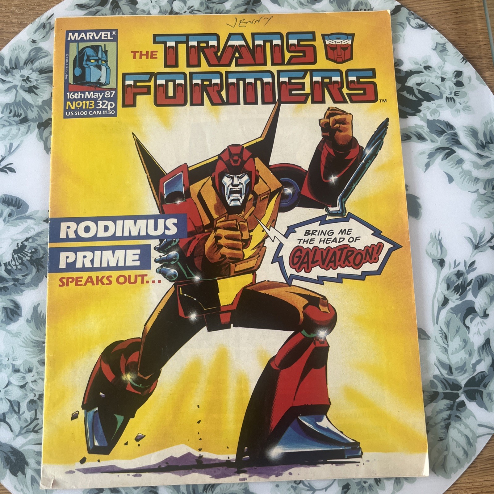 Transformers #113 Marvel UK Vintage Comic (1987 G1) 1st appearance Death’s Head