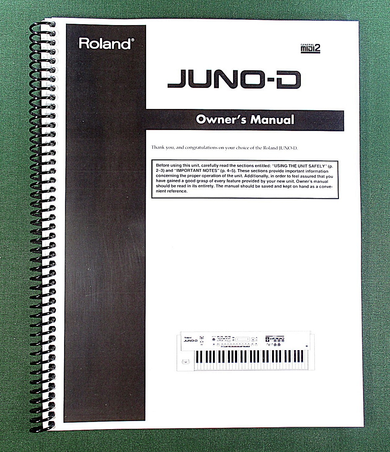 Roland Juno-D Owner’s Instruction Manual: 132 Pages & Protective Covers!