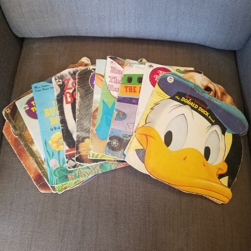 Golden Press Shape Book Lot Donald Duck Christmas Animals Zoo Aesop Tales Planes
