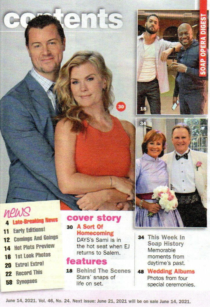 SOAP OPERA DIGEST June 14 2021 Days of Our Lives Roger Howarth Finola Hughes