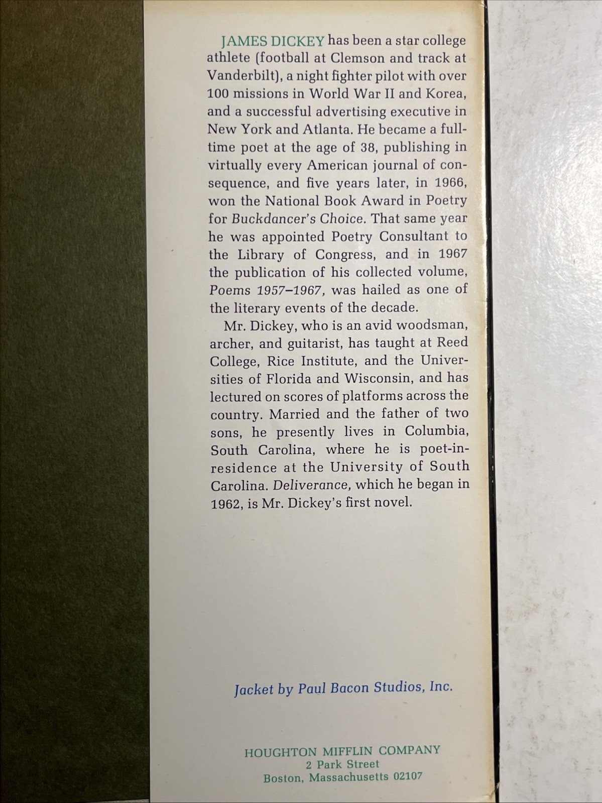 Deliverance James Dickey Signed 1st Edition Fourth Printing Hardcover