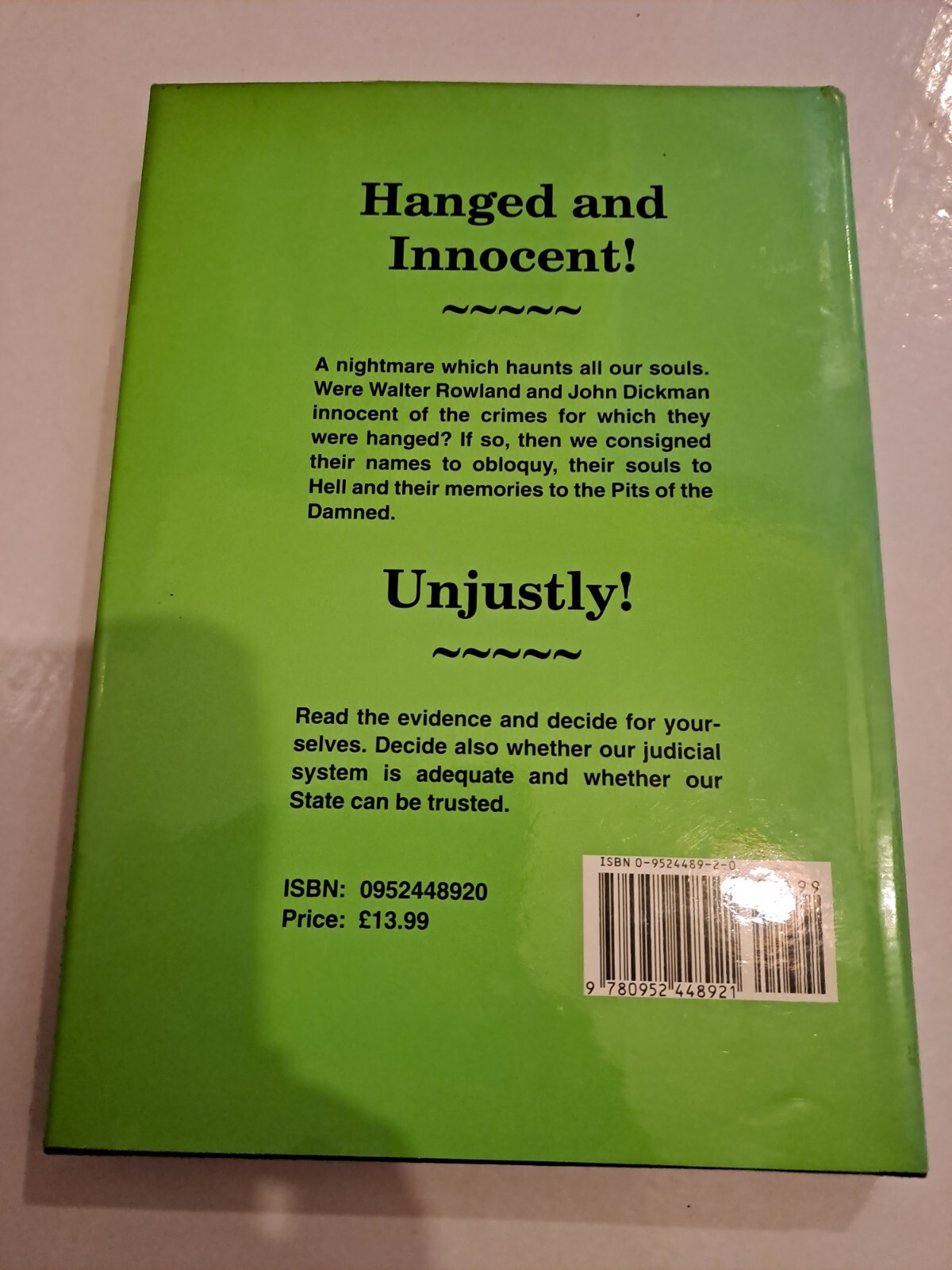1995 WRONGLY HANGED MURDERERS 1st Edition HB BOOK 174 PAGES DICKMAN ROWLAND