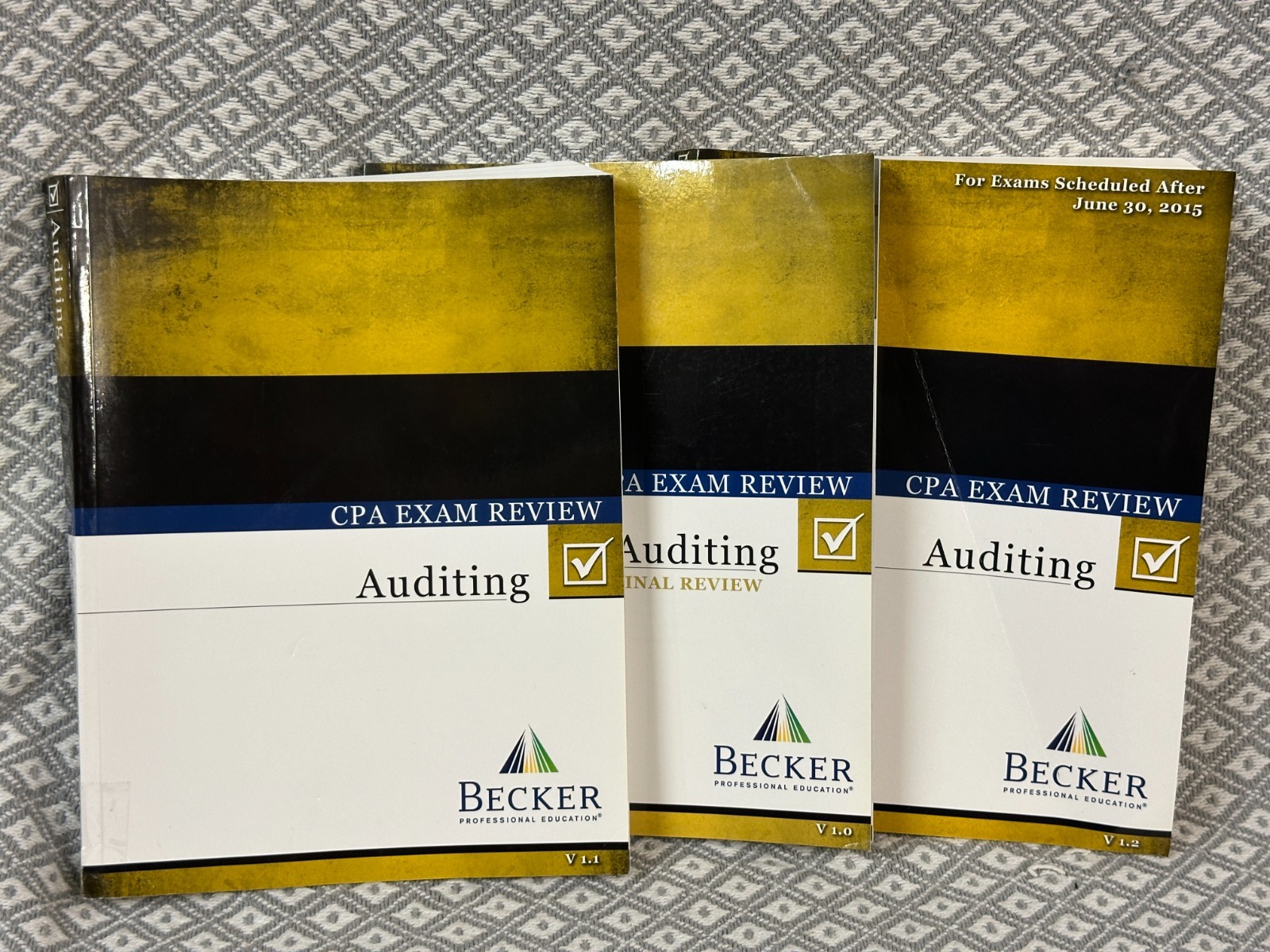 Becker CPA Exam Review Auditing 3 books V 1.0 V1.1 V1.2 in Excellent Cond.