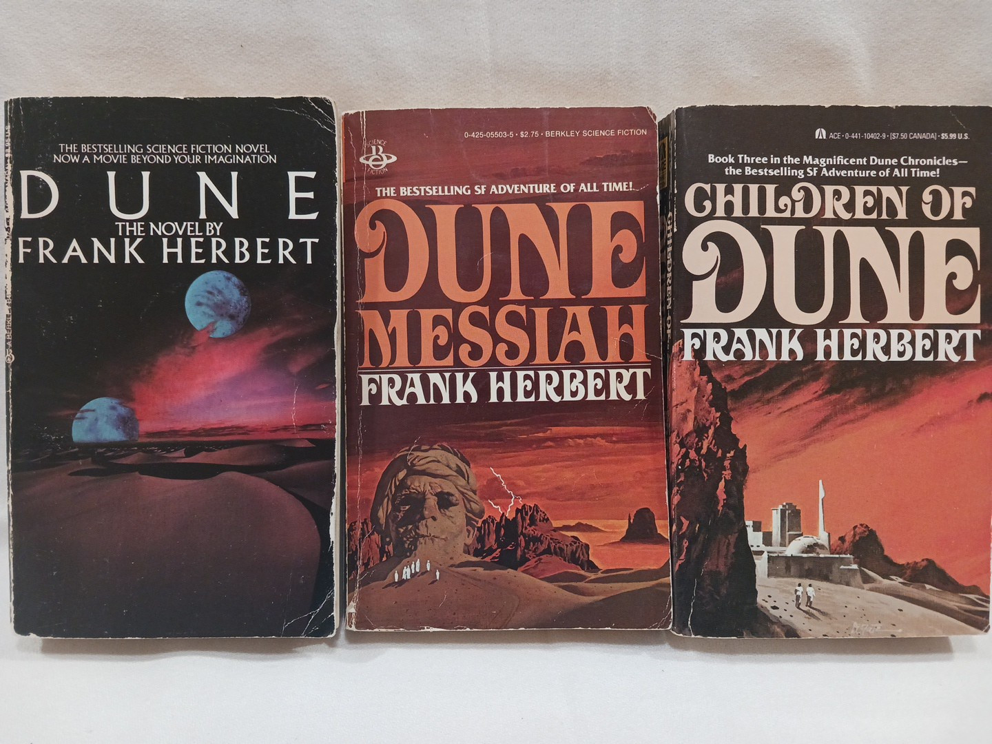 Dune Trilogy Series Frank Herbert Children of Dune Messiah Vintage PB Book Lot