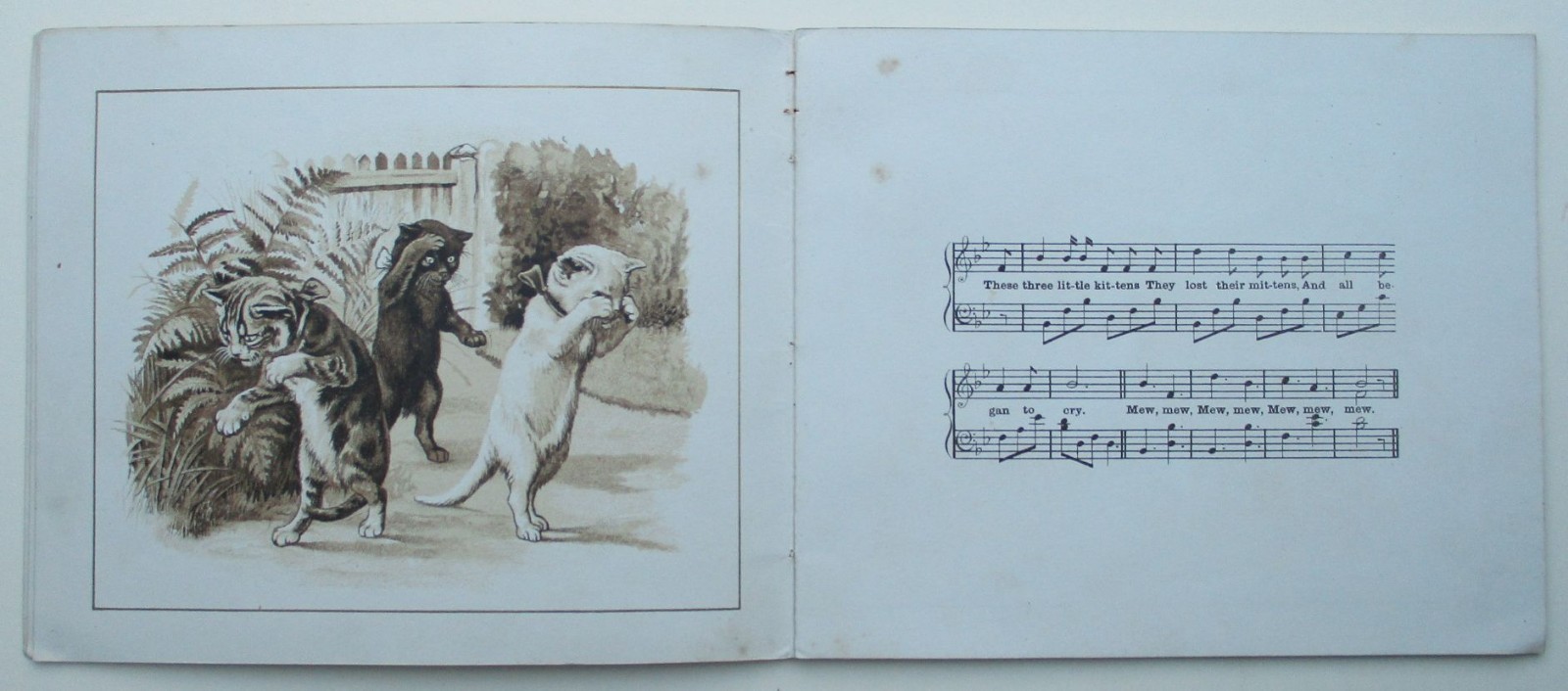 EXTREMELY RARE ANTIQUARIAN C. 1886 THREE LITTLE KITTENS E CALDWELL ILLUSTRATED