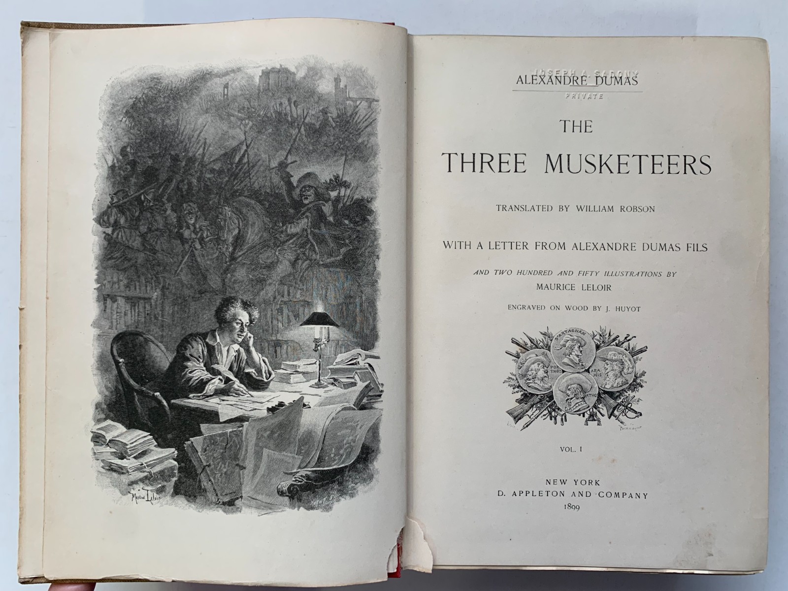 THREE MUSKETEERS Alexandre DUMAS, Maurice Leloir illustrations, in 2 vols. 1899