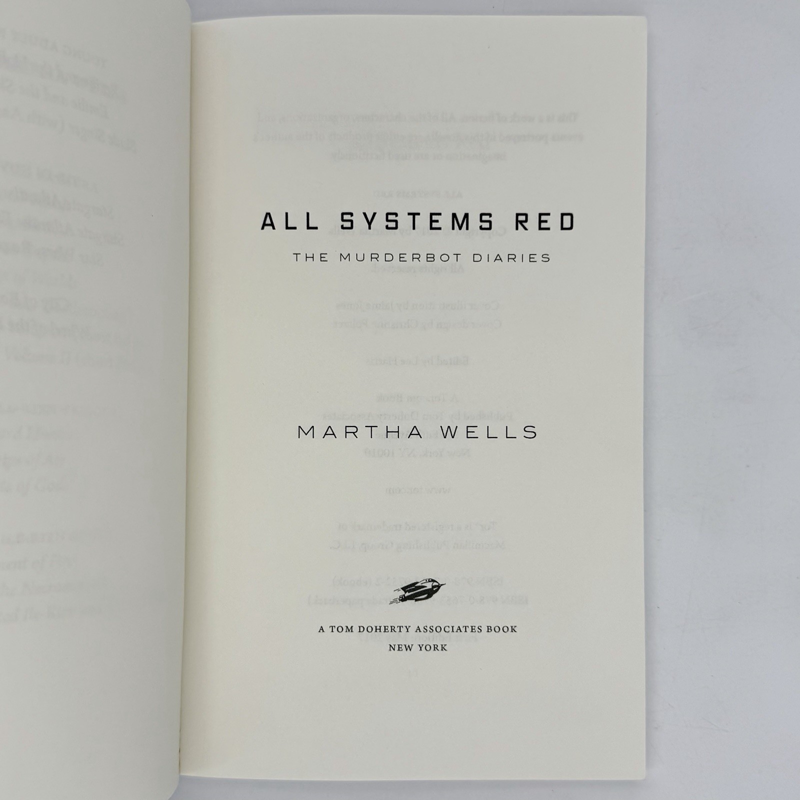 All Systems Red – Martha Wells (true 1st edition 1st print “P1”) Tor, 2017