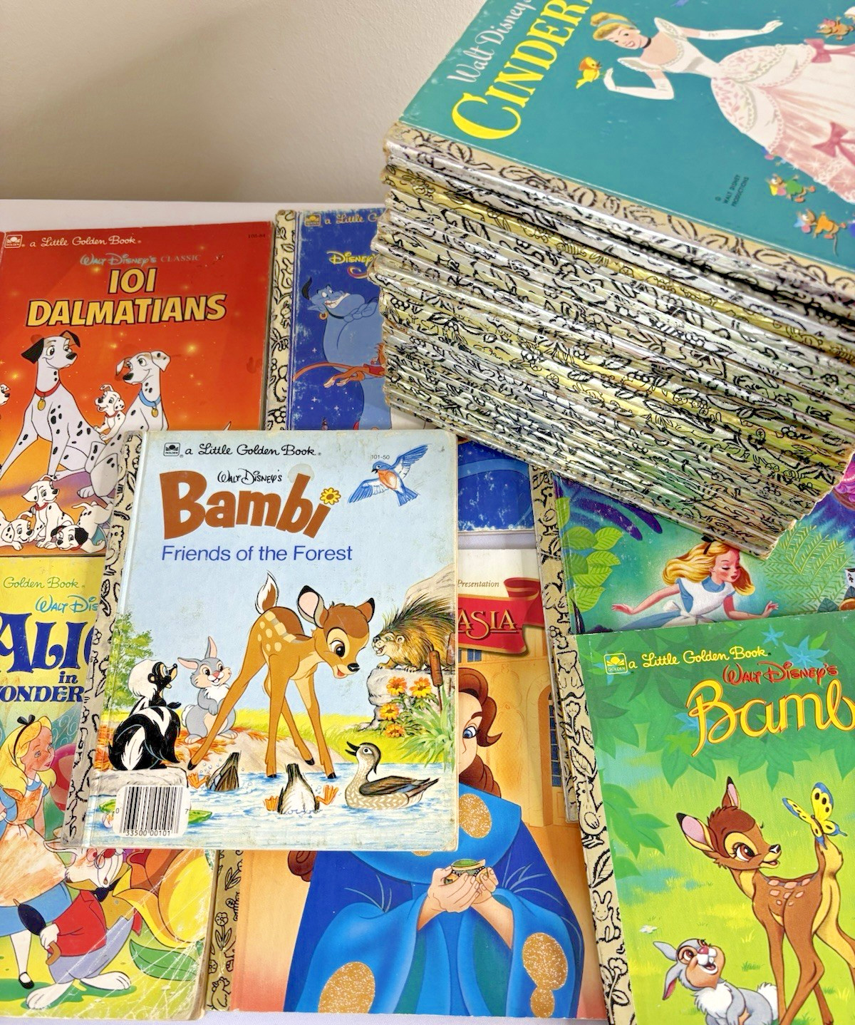 Vintage Disney 37 Little Golden Books Lot Bambi Mickey Donald Lion King