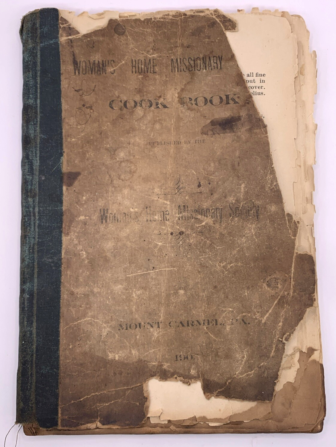 Early 1900s Womans Home Missionary Cook Book Mount Carmel PA Antique Vtg