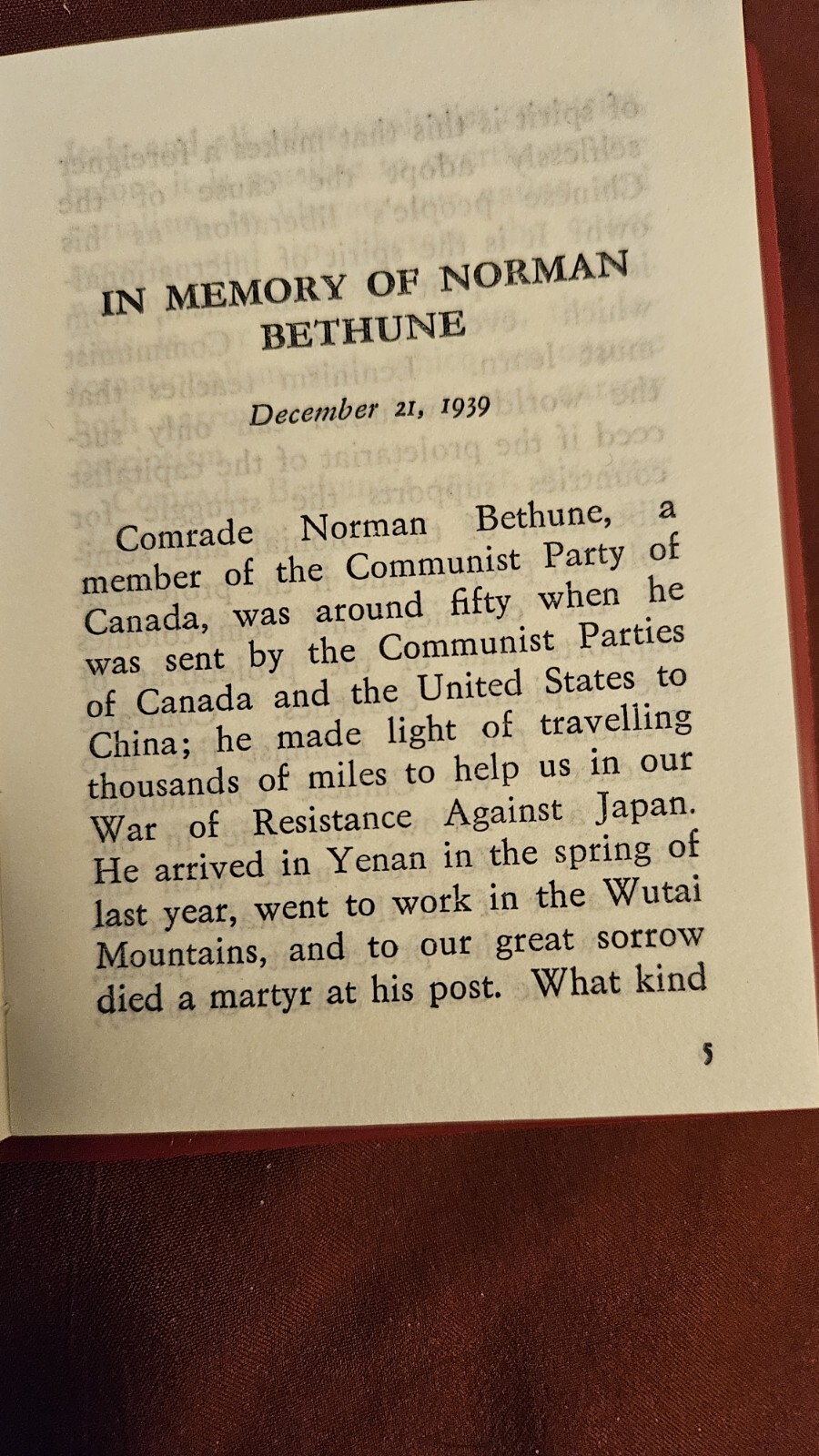 FIVE ARTICLES BY CHAIRMAN MAO TSE-TUNG, Rare Book, Pub. 1968, Mint Condition.