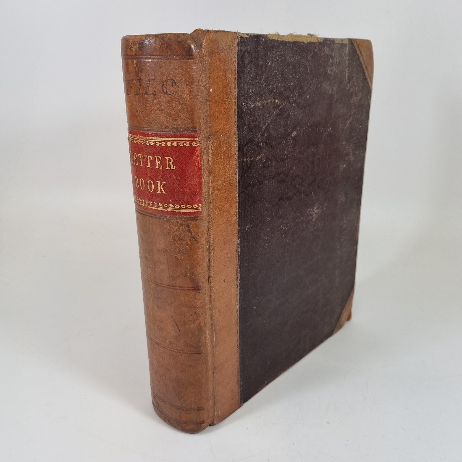 Antique Early 20th Letter Book Account Book Half Calf 29.5cm High Prop