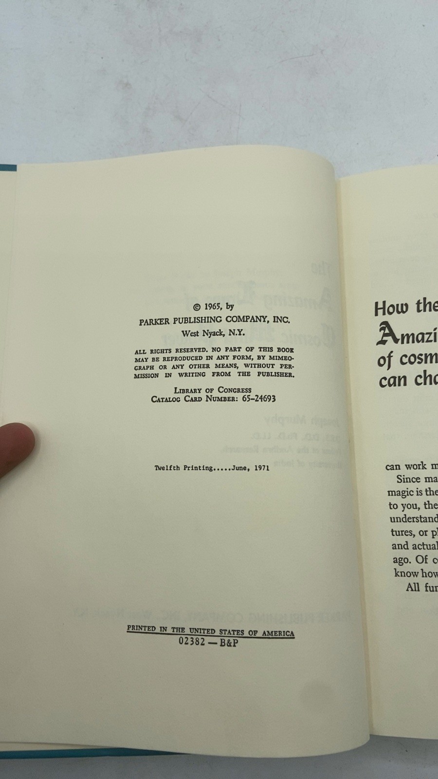 The Amazing Laws of Cosmic Mind Power Joseph Murphy Hardcover Twelfth Printin…