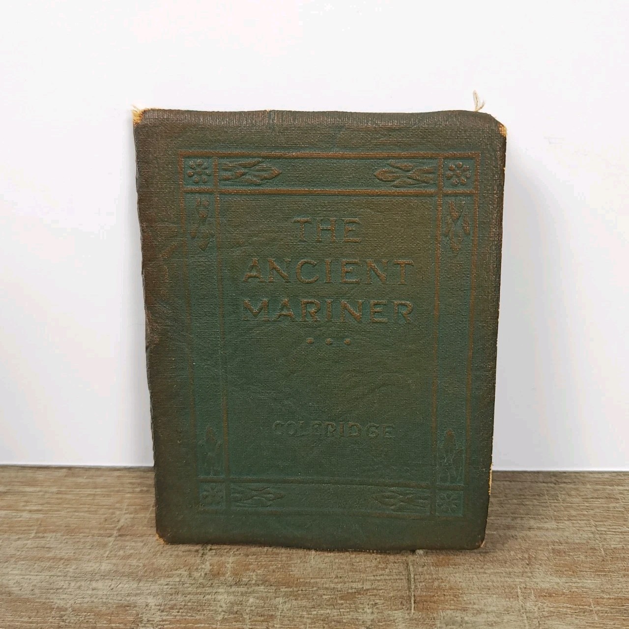 Antique Green Little Leather Library Book ~ The Ancient Mariner Coleridge