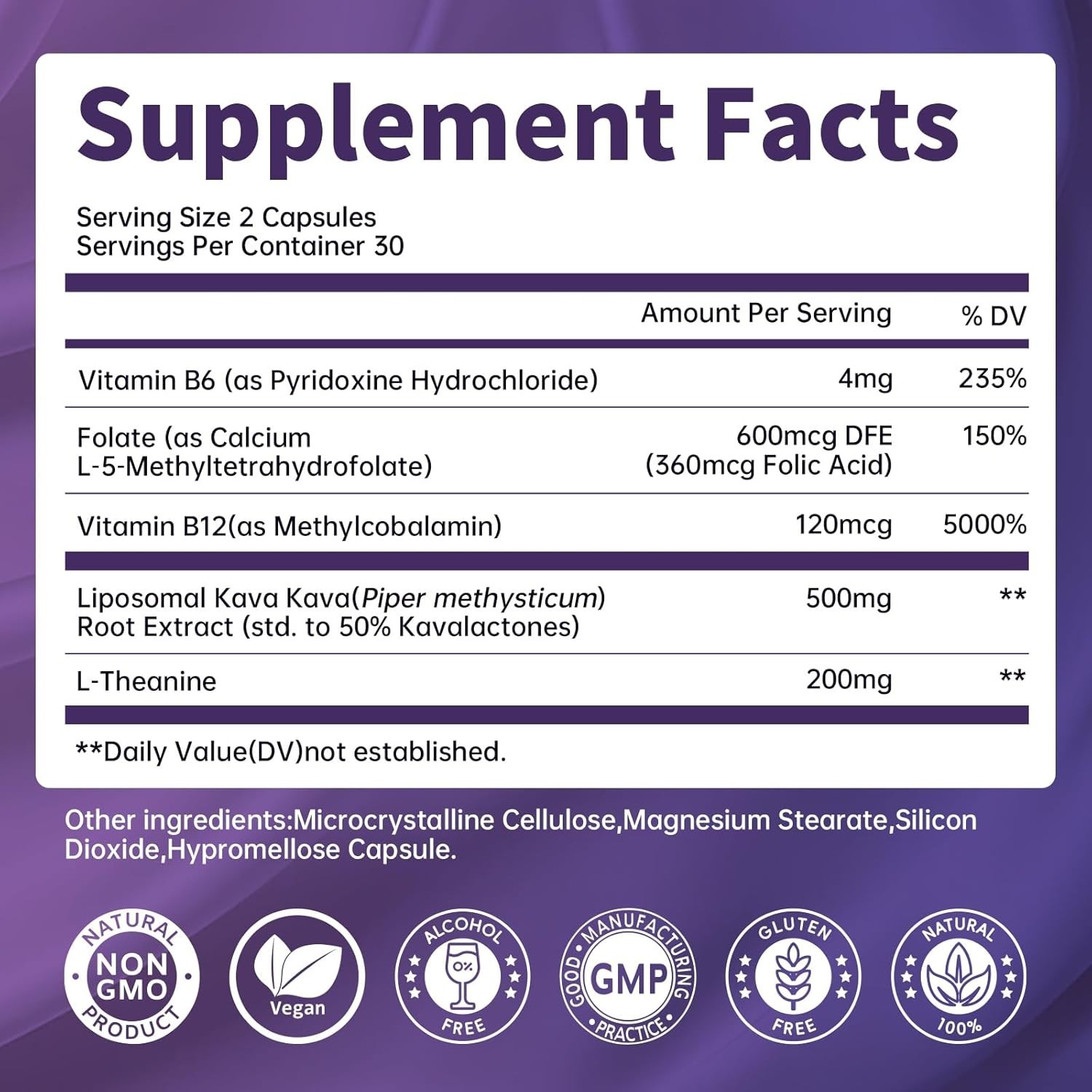Kava Kava Root Extract Supplement – Liposomal Kava Capsules with L Theanine 200m