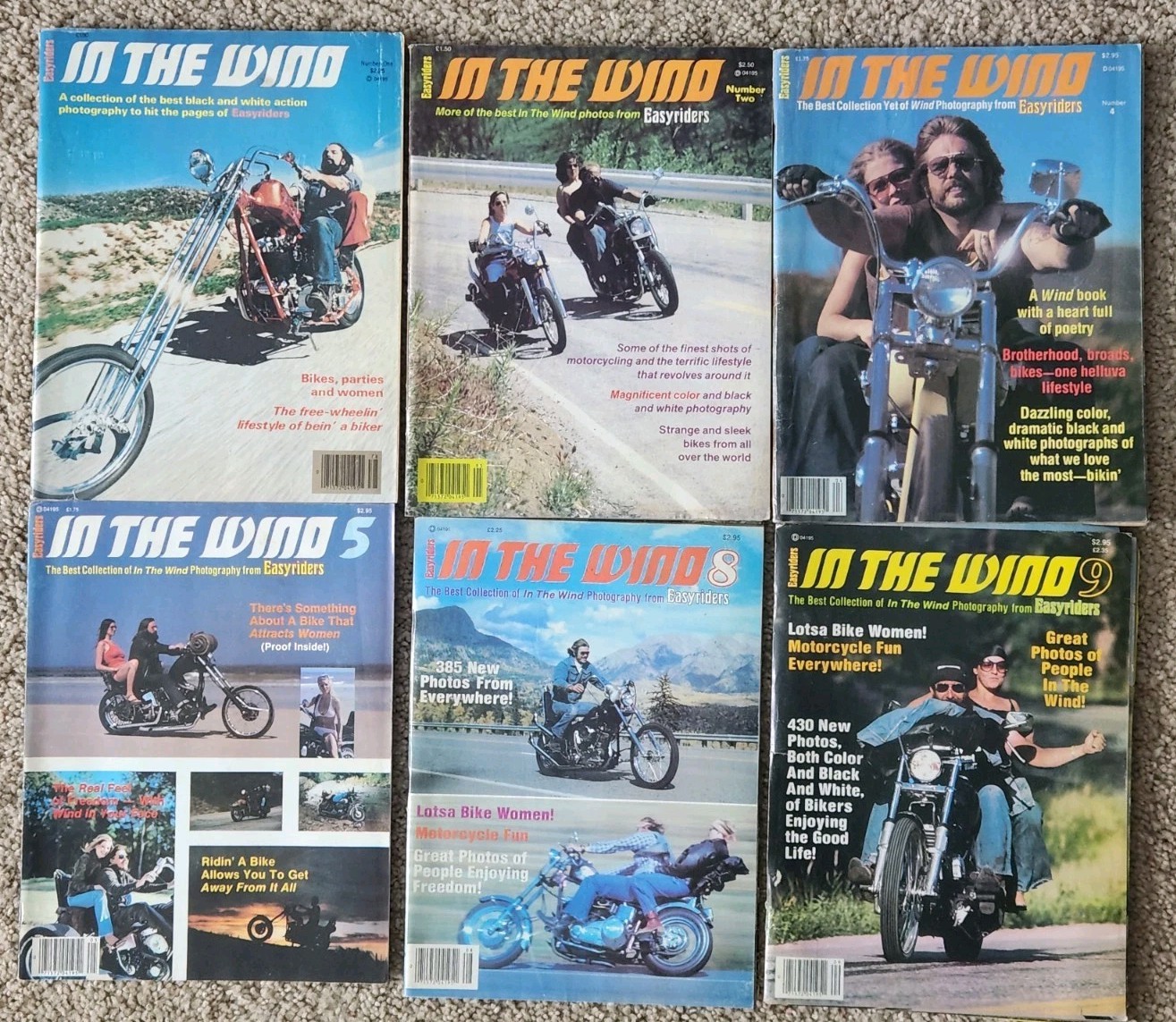 Lot Of 6 Easyriders In The Wind Motorcycle Magazines 1 2 4 5 8 9 Bikers 1980s
