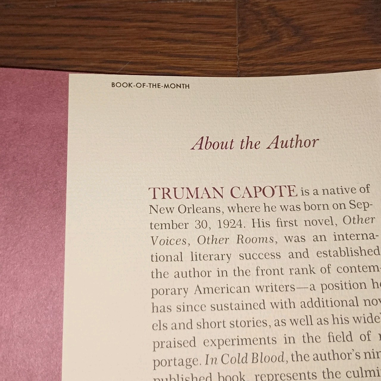 In Cold Blood Truman Capote 1965 First Edition Hardcover Book Of The Month Club