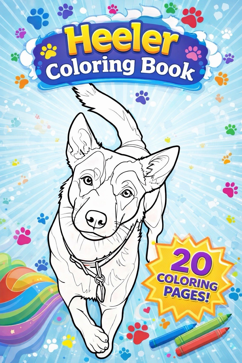 Heeler Coloring Book 20 Pages Dogs Coloring Large Type Ages 4-8 Paperback