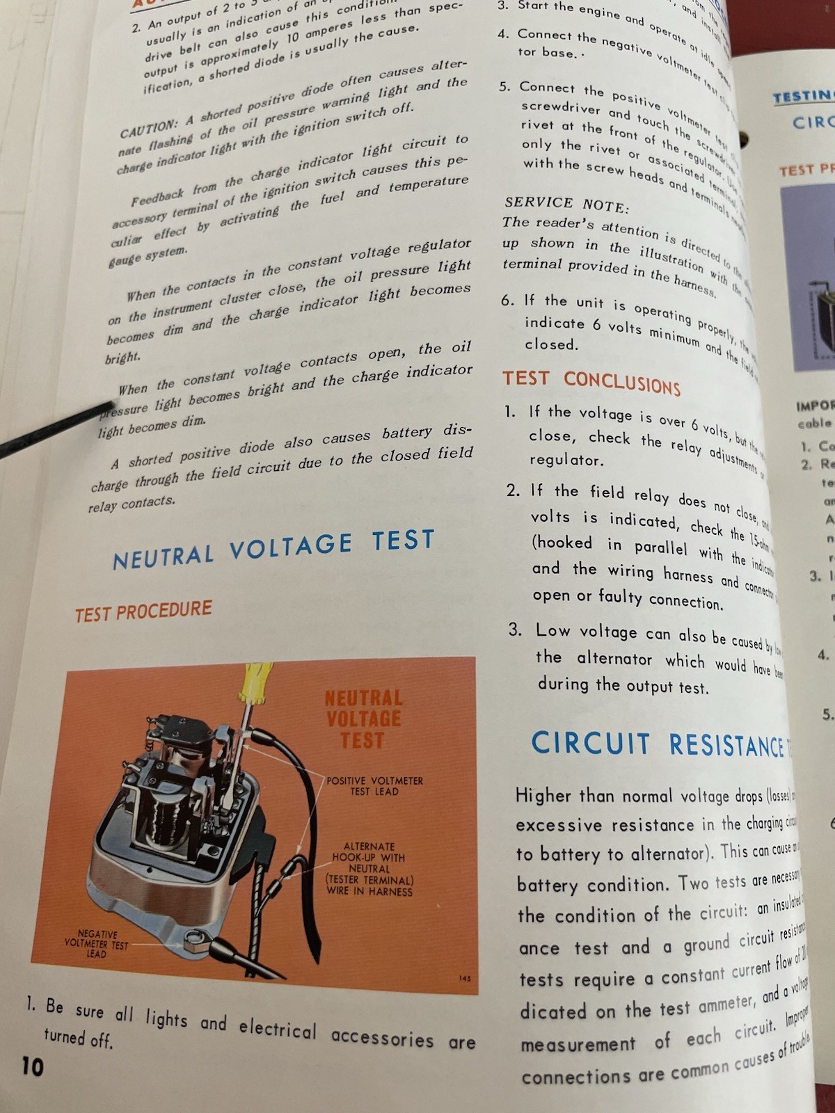Autolite Alternator Testing Procedures Ford Motor Company VTG PB Booklet 1964