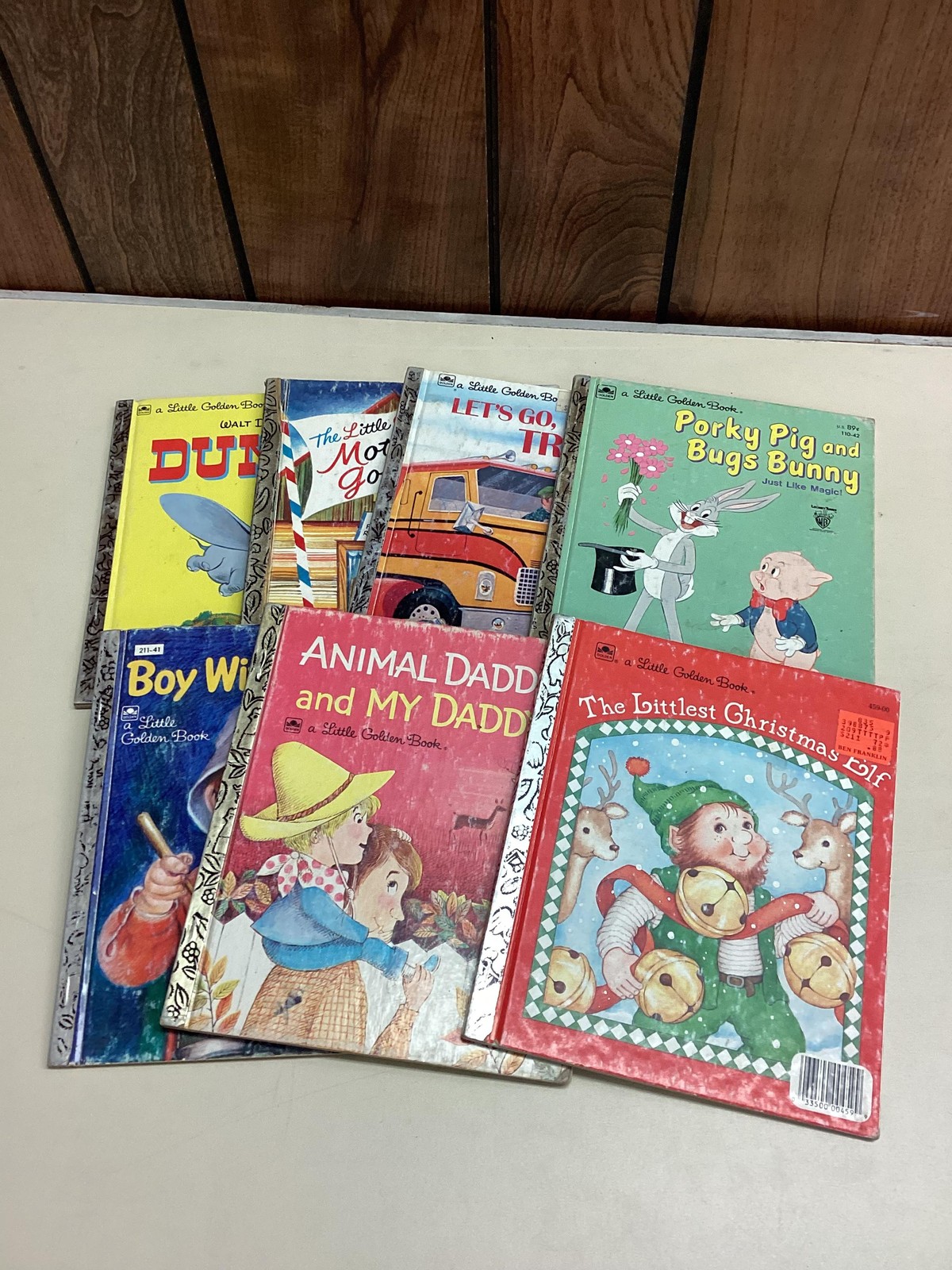 Vintage Little Golden Books Lot 7 Dumbo Mother Goose Trucks Elf Drum Porky