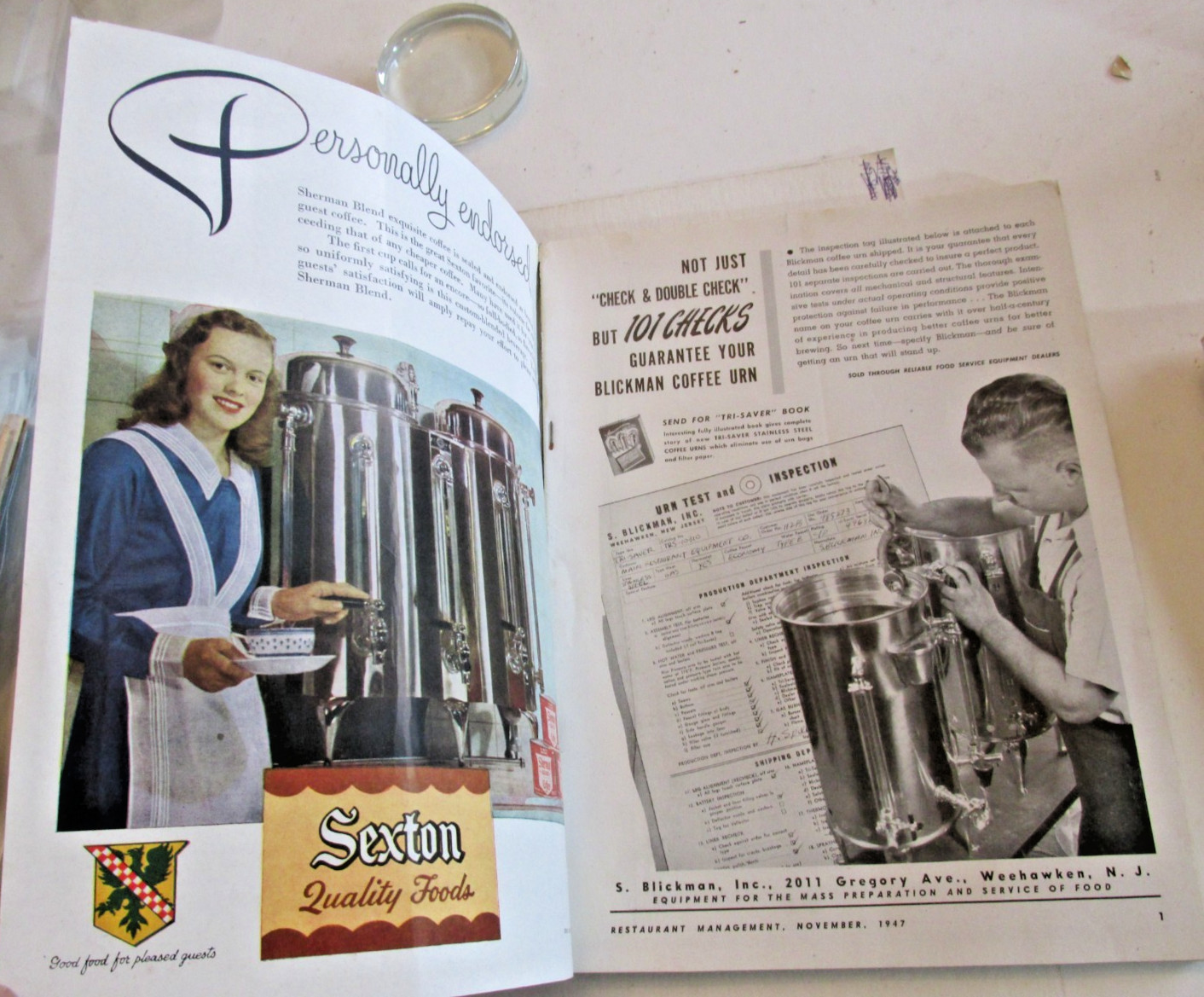 VTG November 1947 Restaurant Management Magazine 132p Menus Recipes Ads