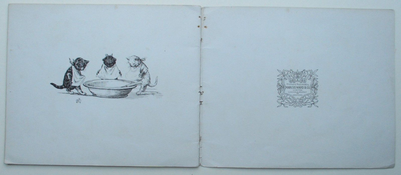 EXTREMELY RARE ANTIQUARIAN C. 1886 THREE LITTLE KITTENS E CALDWELL ILLUSTRATED