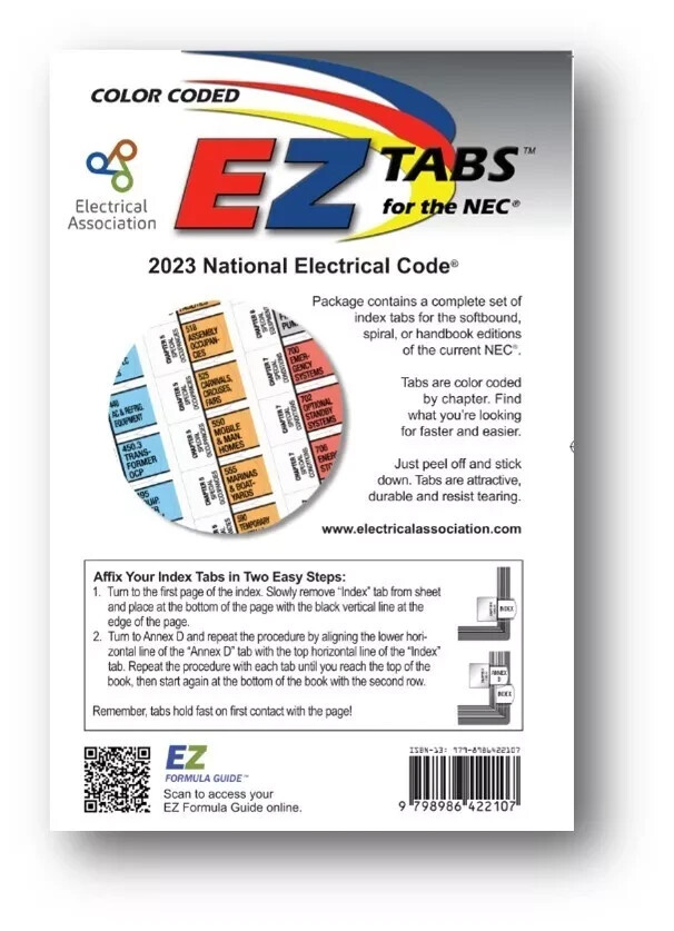 2023 NEC EZ INDEX Tabs (Color Coded) 2 Ohm’s Law Sticker USA STOCK