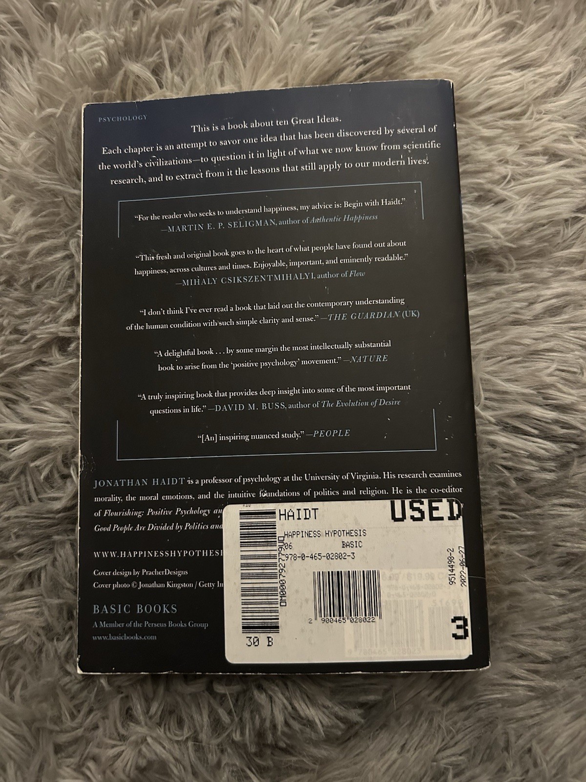 The Happiness Hypothesis: Finding Modern – paperback, Jonathan Haidt, 0465028020