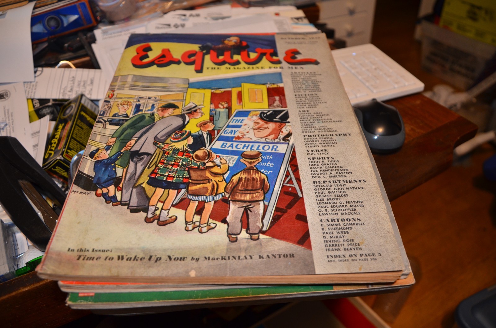 Esquire Magazine October 1945 Varga Foldout J.D. Salinger Harper Goff w/ Pinup