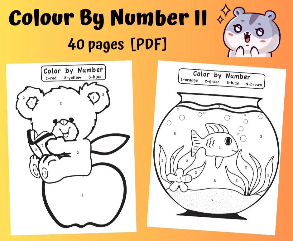 Colour By Number II 40 pages – kids activities fine motor skill preschool