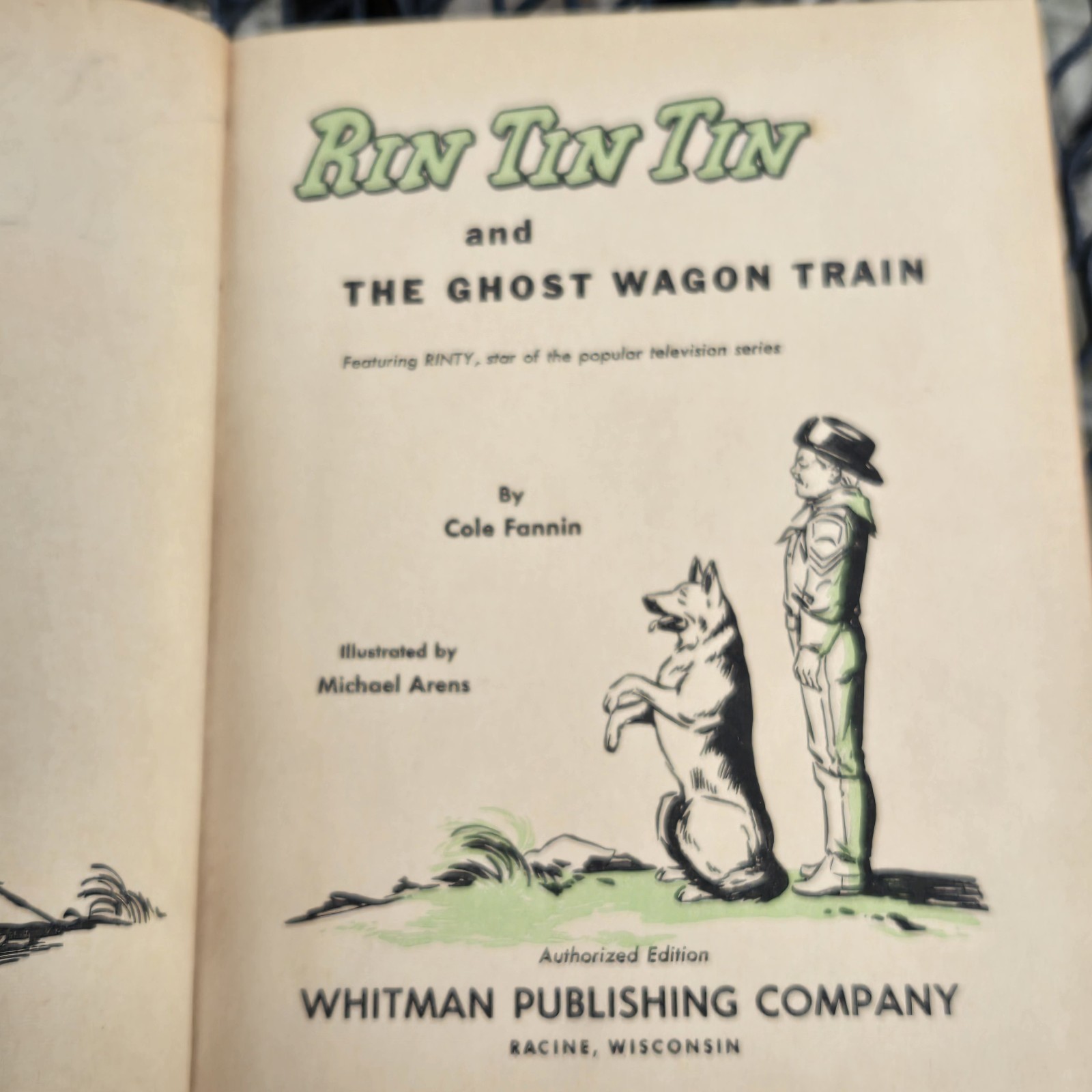 RIN TIN TIN, Ghost Wagon Train © 1958 Whitman Color Illustrated Classic HB Book
