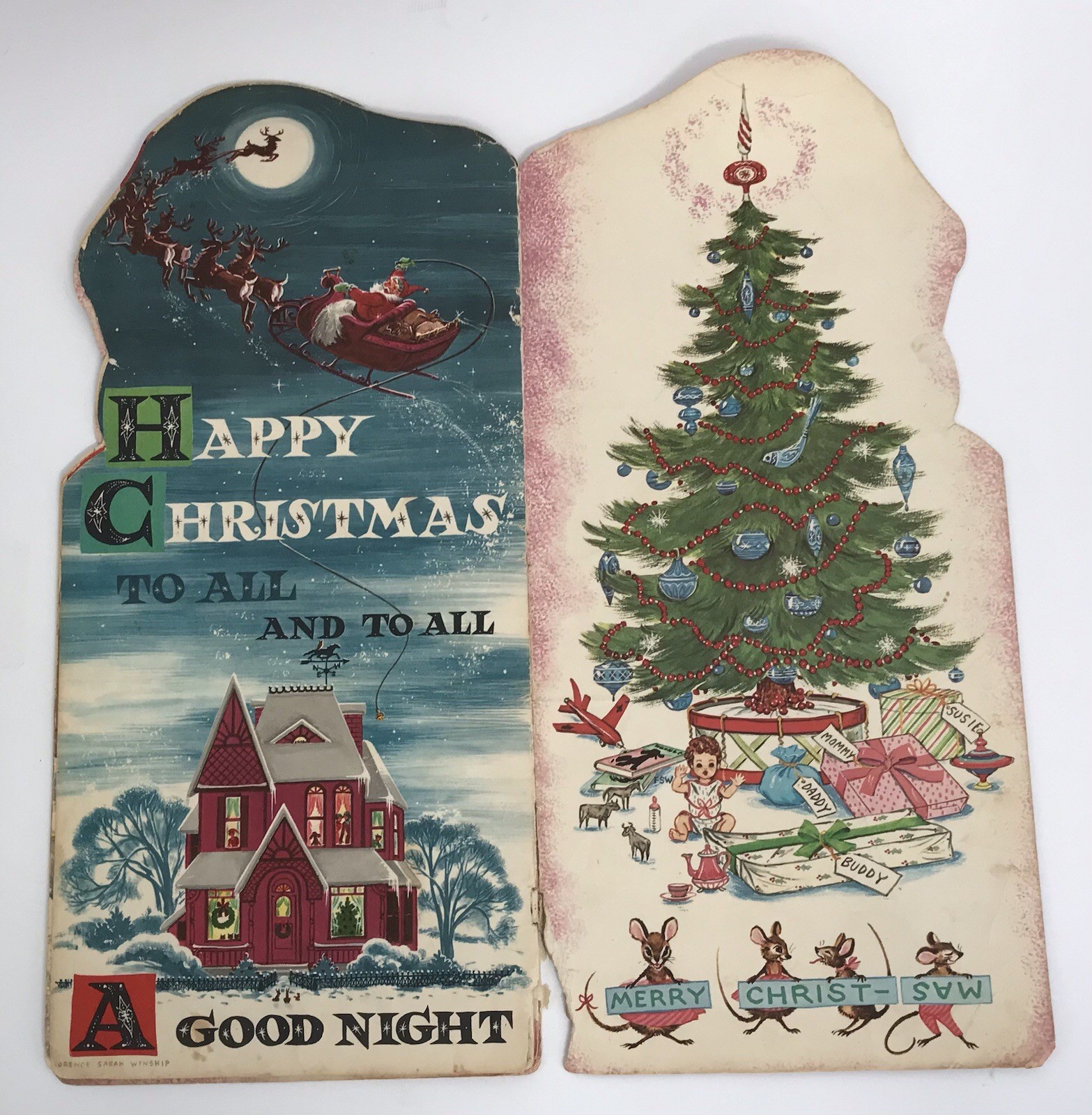 Vintage Whitman 1958 Night Before Christmas Book Florence Sarah Winship