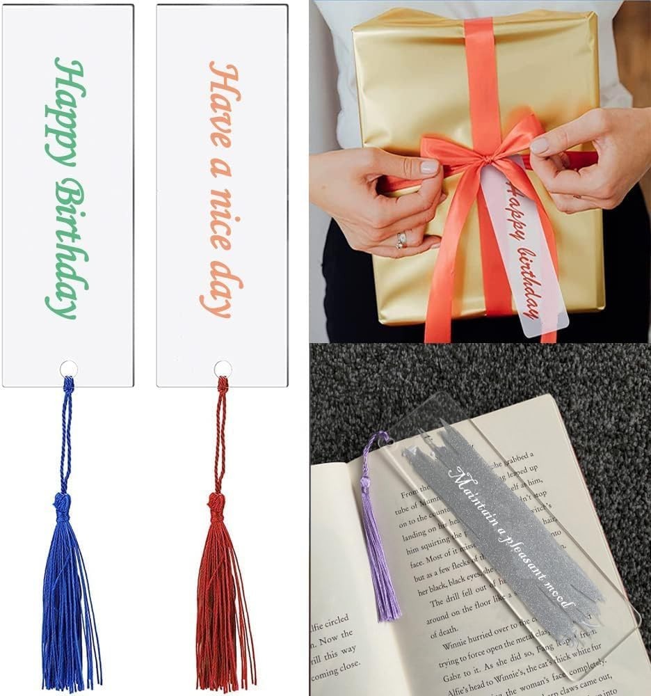 Acrylic Blank Bookmark, 30Pcs Clear Craft Book Markers with 36Pcs Colorful Ta…