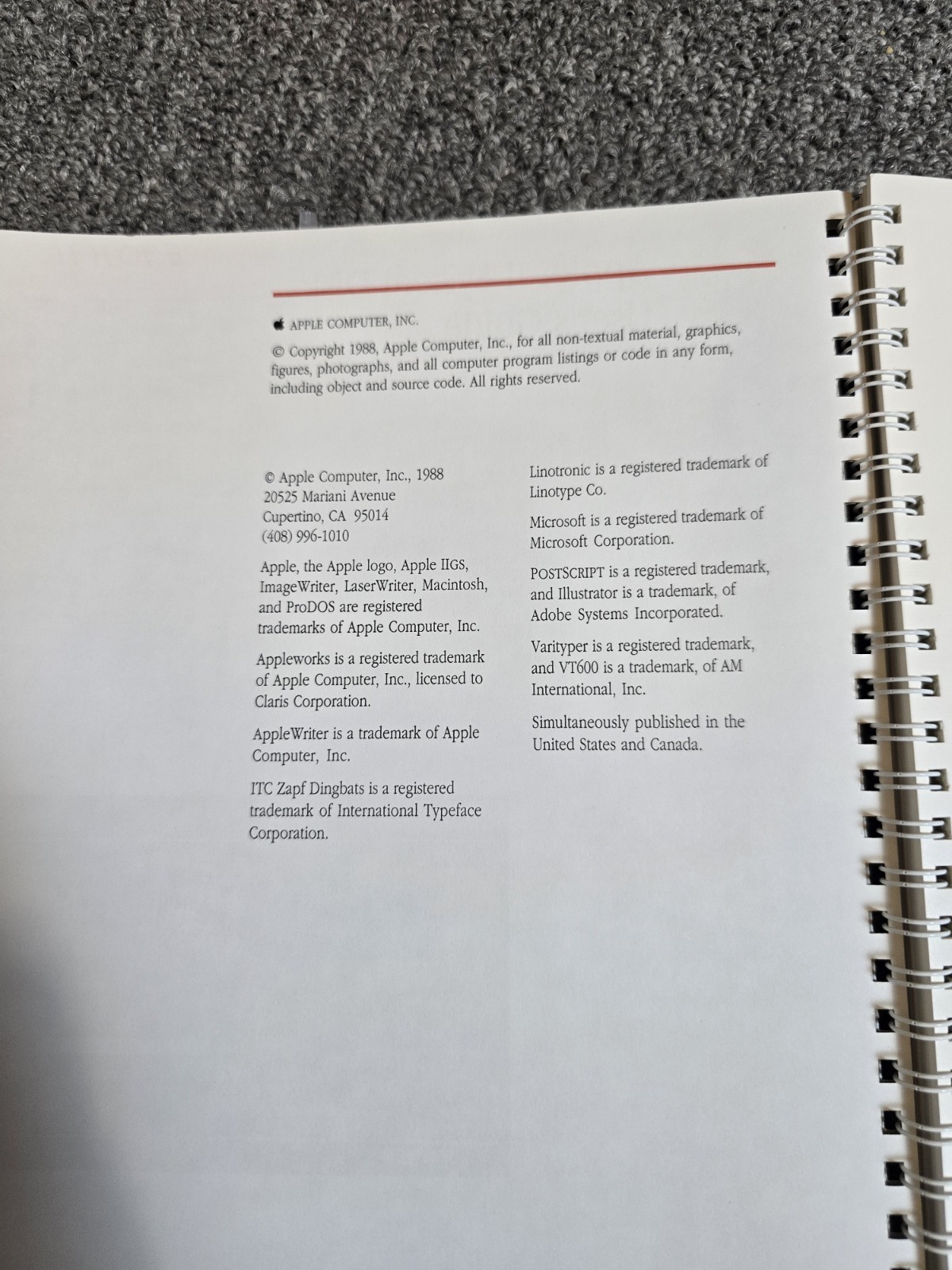 Apple II System Disk Users Guide Spiral Bound for 128K Apple IIe IIc IIc Plus