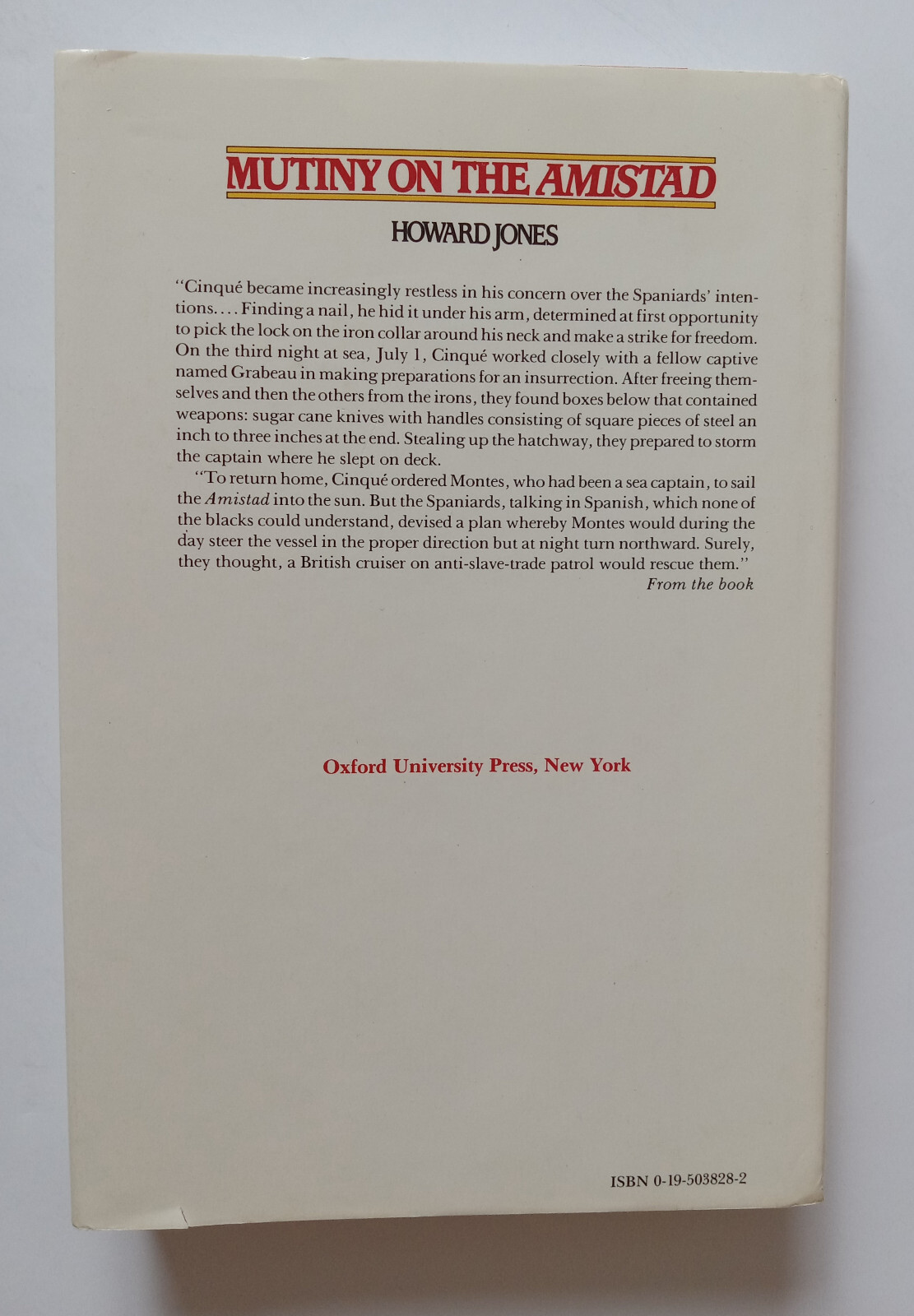 ‘Mutiny on the Amistad’ by Howard Jones – 1st Edition (1987) – Almost Like New!